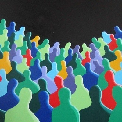 COLOURFUL PEOPLE IN THE BLACK NIGHT